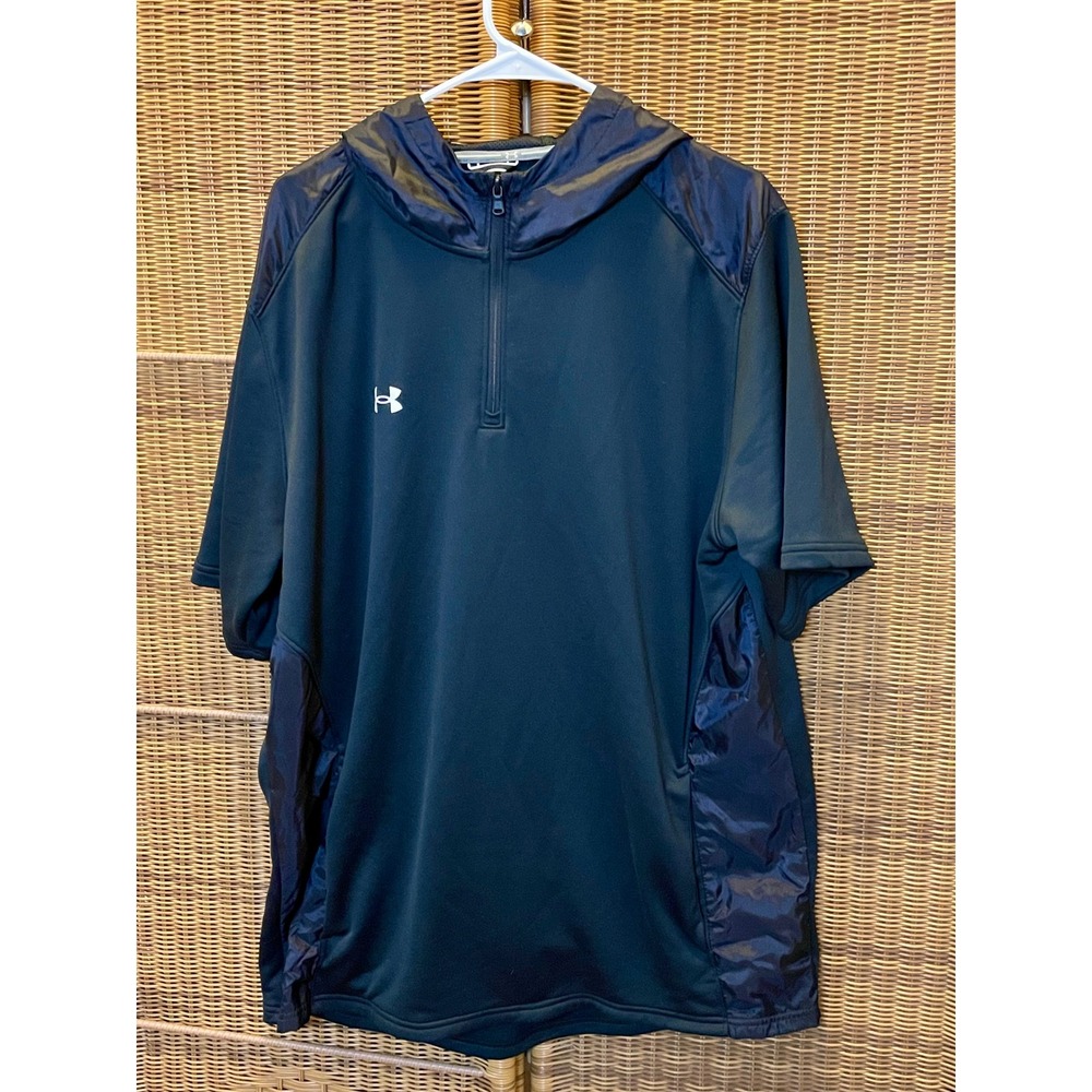 Under Armour Mens XXL Tall Black Quarter Zip Short Sleeve Hoodie 1360690